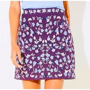 Loft Floral Embroidered Purple Skirt Boho Chic sz 8